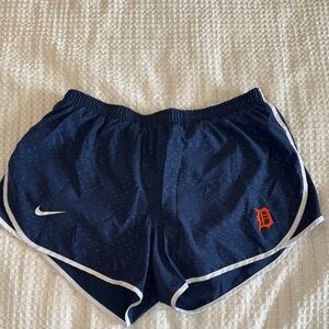 Tigers Nike Women's Dark Blue Athletic Shorts with White Trim